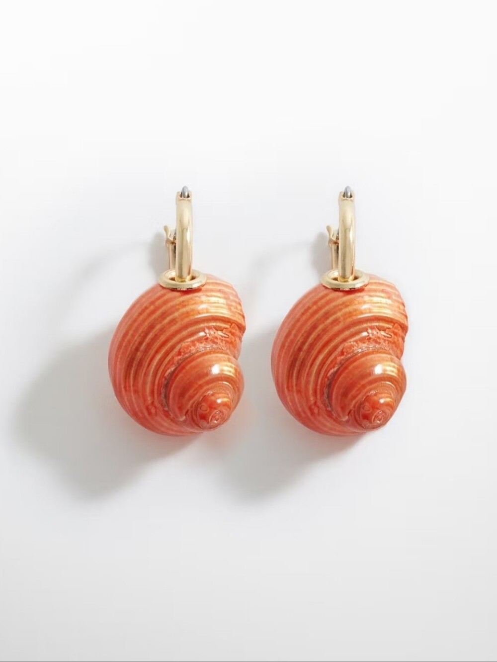MANGO Shell Earrings, Iridescent Orange 3cm New